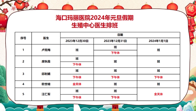 官方发布|海口玛丽医院元旦假期正常上班